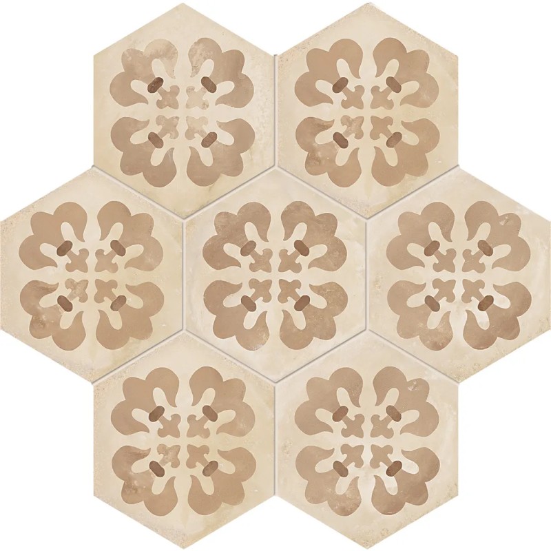 Terra Floreale Esagona Versione C 25x21,6 Carrelage Intérieur Imitation carreaux de ciment Non Rectifié 