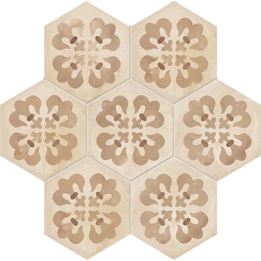 Terra Floreale Esagona Versione C 25x21,6 Carrelage Intérieur Imitation carreaux de ciment Non Rectifié 