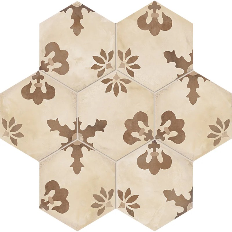 Terra Giglio Esagona Ver.c 25x21,6 Carrelage Intérieur Imitation carreaux de ciment Non Rectifié 