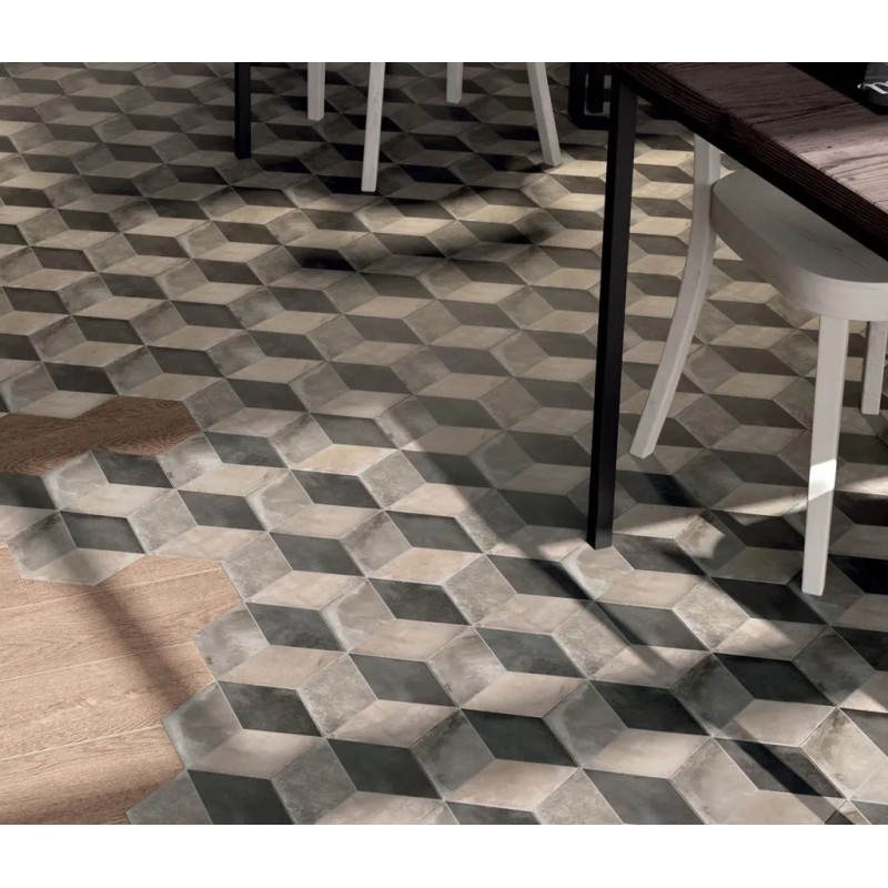 Terra Cornice Esagona Versione F 25x21,6 Carrelage Intérieur Imitation carreaux de ciment Non Rectifié 